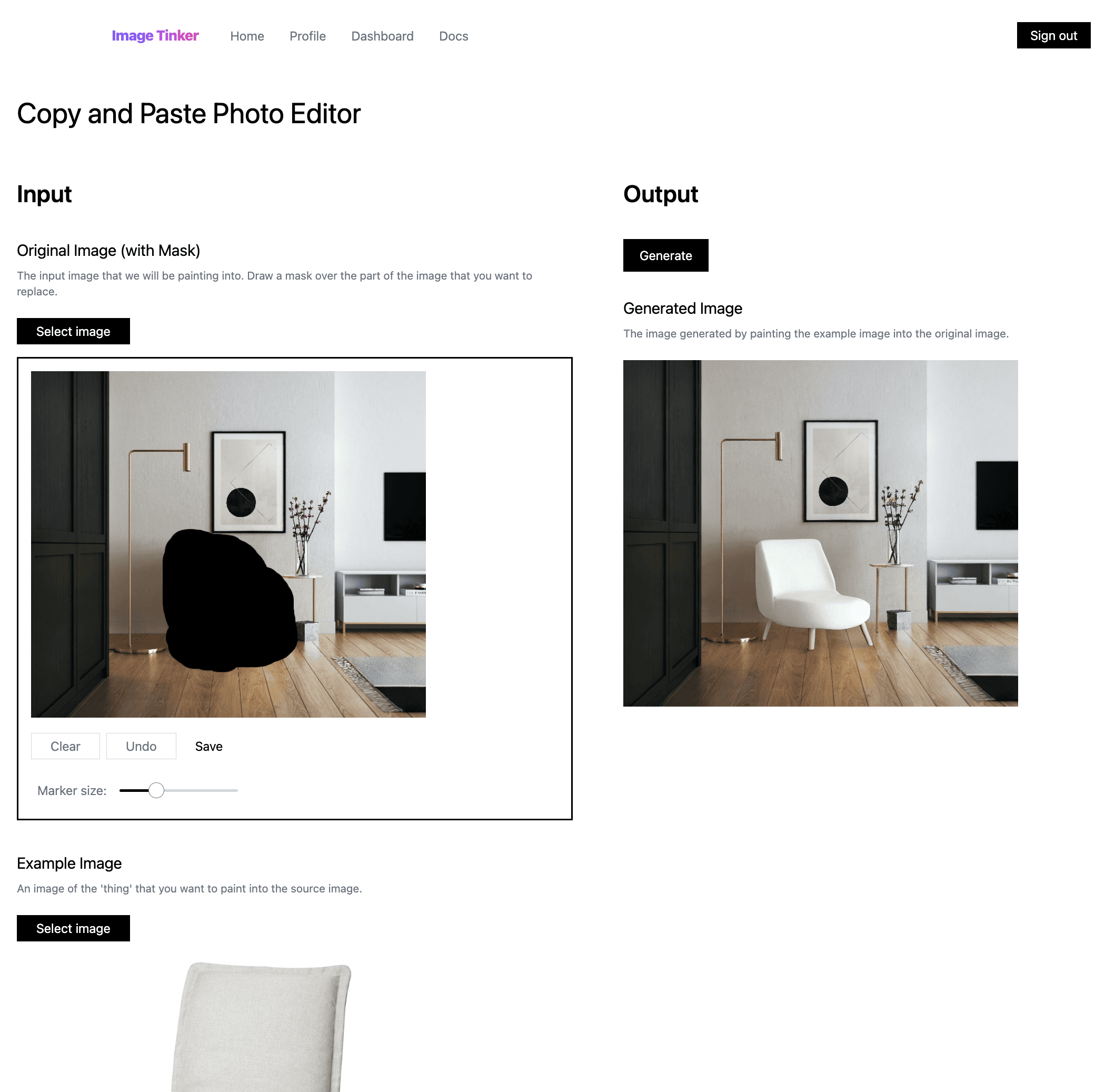 A screenshot of the Copy & Paste AI photo editing tool.